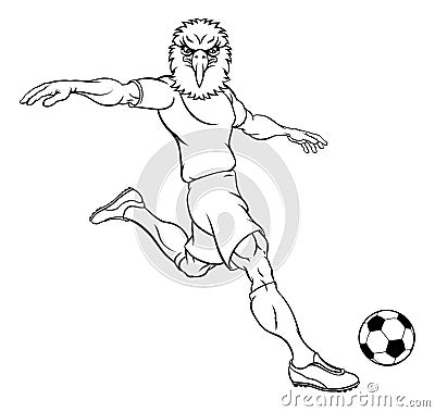 Eagle Soccer Football Player Animal Sports Mascot Vector Illustration