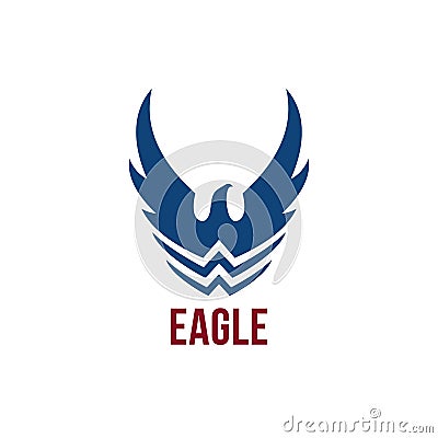 Eagle symbol with wings and stylized waves Vector Illustration