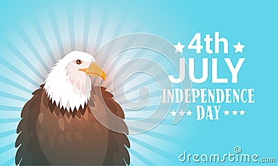 Eagle United States Independence Day Symbol Holiday 4 July Greeting Card Vector Illustration