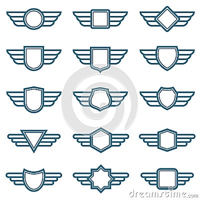 Eagle wings army vector badges. Aviation wing labels. Winged pilot emblems Vector Illustration