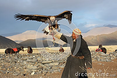 Eaglehunter in mongolia Editorial Stock Photo