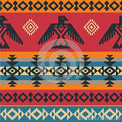 Eagles ethnic pattern on native american style Vector Illustration