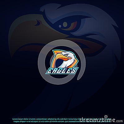 Eagle head shield mascot logo Vector Illustration