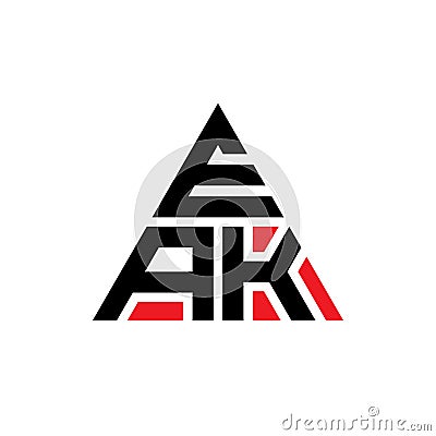 EAK triangle letter logo design with triangle shape. EAK triangle logo design monogram. EAK triangle vector logo template with red Vector Illustration