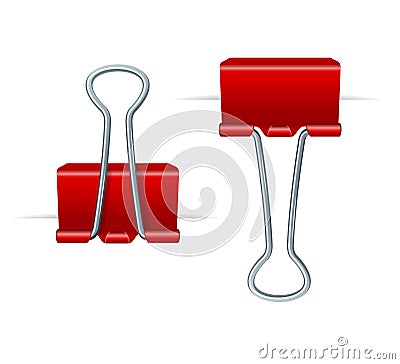 Ealistic 3d Detailed Red Binder Clips on a Paper. Vector Vector Illustration