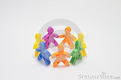 Eam unity and cooperation in colorfull rubber peop Stock Photo