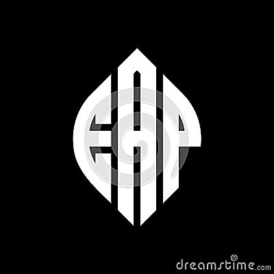 EAP circle letter logo design with circle and ellipse shape. EAP ellipse letters with typographic style. The three initials form a Vector Illustration