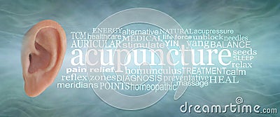 Ear Acupuncture Word Cloud banner Stock Photo