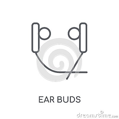 ear buds linear icon. Modern outline ear buds logo concept on wh Vector Illustration