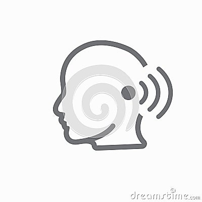 Ear and ear canal outline icon image for hearing / listening los Vector Illustration