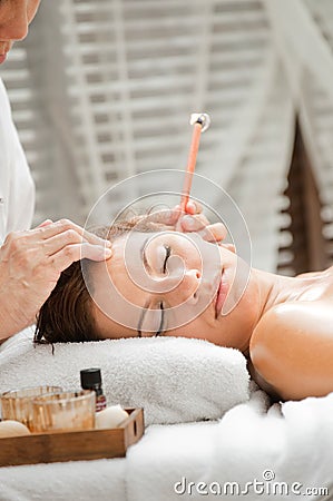 Ear Candling in Spa Stock Photo