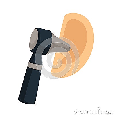 Ear check tool otorhinolaryngology and otoscope earache treatment Vector Illustration