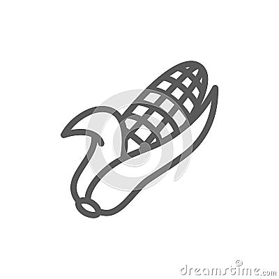 Ear of corn, corncob, vegetable line icon. Vector Illustration