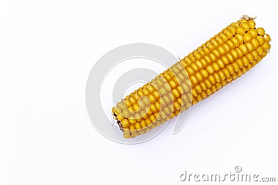 An ear of corn on a light background. The concept of organic food Stock Photo