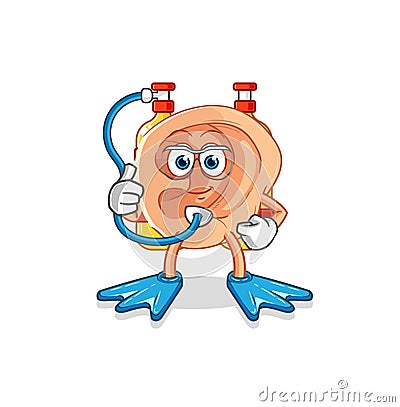 Ear diver cartoon. cartoon mascot vector Vector Illustration