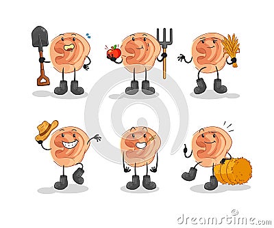 Ear farmer group character. cartoon mascot vector Vector Illustration