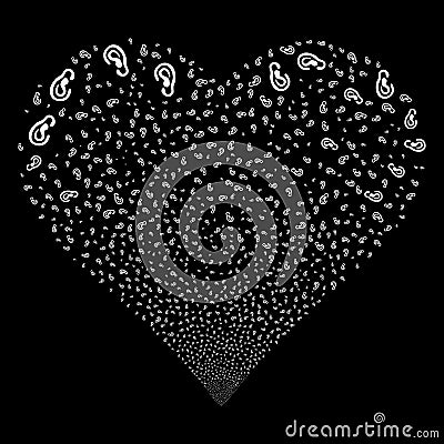 Ear Fireworks Heart Cartoon Illustration