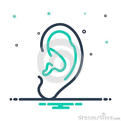 Mix icon for Ear, audible and anatomy Vector Illustration