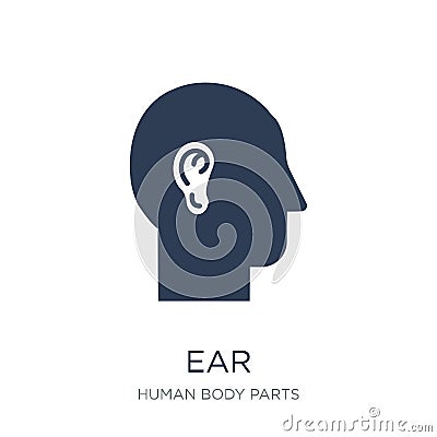 Ear icon. Trendy flat vector Ear icon on white background from H Vector Illustration