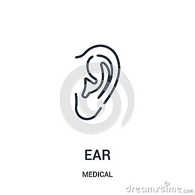 ear icon vector from medical collection. Thin line ear outline icon vector illustration Vector Illustration