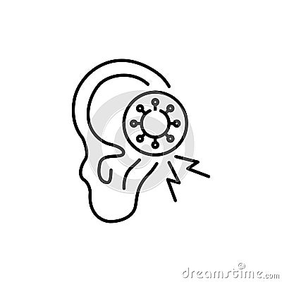 Ear infection color line icon. Human diseases. Vector Illustration