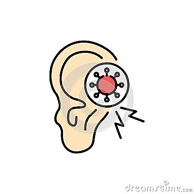 Ear infection color line icon. Human diseases. Vector Illustration