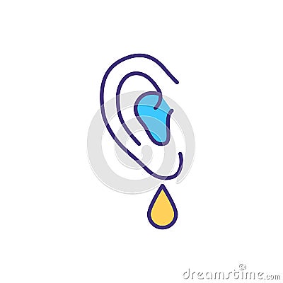 Ear infection RGB color icon Vector Illustration