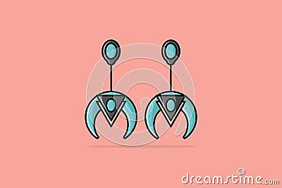 Ear jewelry for modern girls vector illustration. Beauty fashion objects icon concept. Lady earring with gemstone vector design Vector Illustration