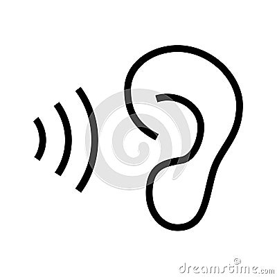 Ear listen icon on white background Cartoon Illustration