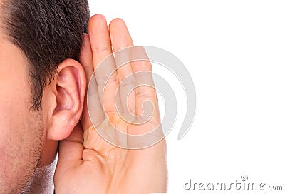 Ear listening secret Stock Photo