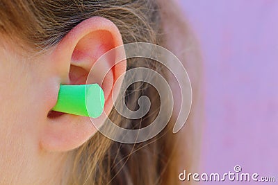 Ear plugs to protect against noise Stock Photo