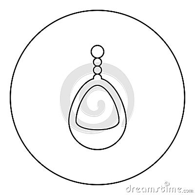 Ear-ring jewelry pendant earrings luxury bijou precious stone bijouterie adornment embellishment icon in circle round black color Vector Illustration