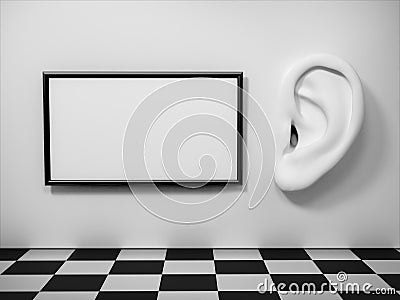 Ear in tte wall with banner. Stock Photo