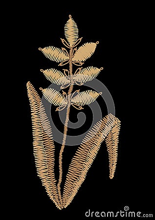 Ear of wheat embroidery stitches imitation Vector Illustration