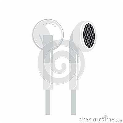 Earbud Headphones plugs wireless. Wireless Earphones garniture electronic gadget in light white. vector illustration Vector Illustration