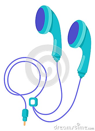 Headphones with wires, gadgets and devices vector Vector Illustration