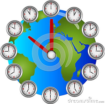 Earch Clock with clocks Circle hourly Vector Illustration