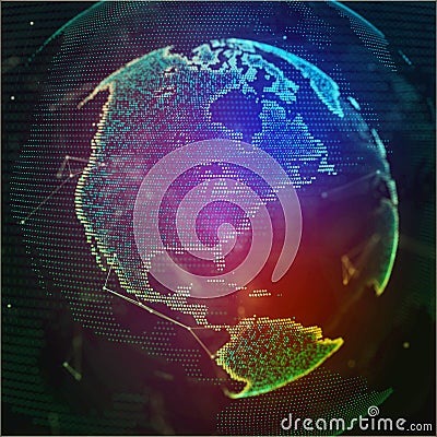 Earch globe, world map point, line, composition representing global, network connection Stock Photo
