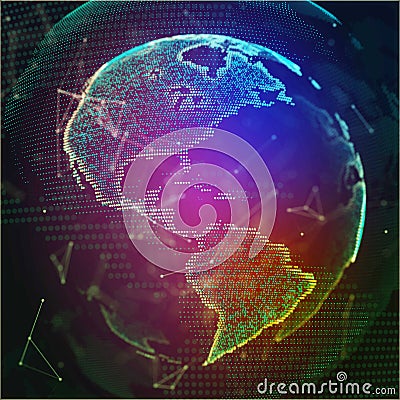 Earch globe, world map point, line, composition representing global, network connection Stock Photo