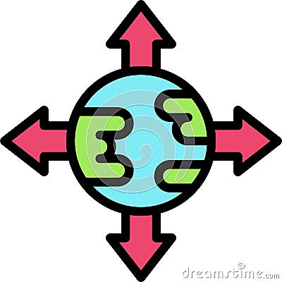 Earh with Intersection arrows icon, location map and navigation vector Vector Illustration