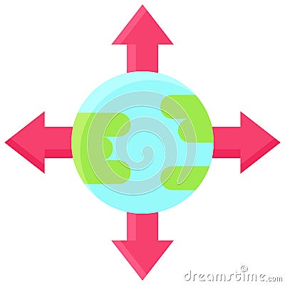 Earh with Intersection arrows icon, location map and navigation vector Vector Illustration