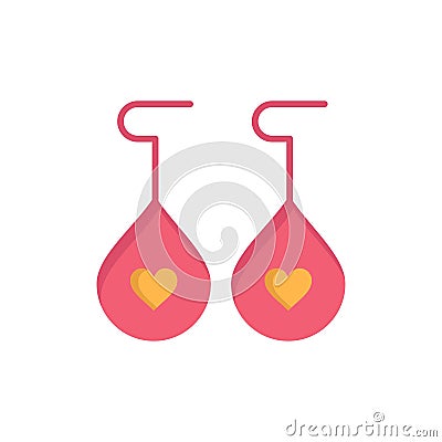 Earing, Love, Heart Flat Color Icon. Vector icon banner Template Vector Illustration