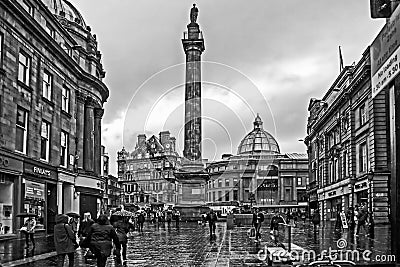 Earl Grey Monument in the Rain Editorial Stock Photo