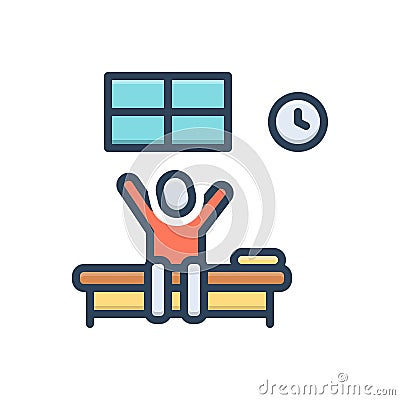 Color illustration icon for Earlier, yawn and awake Cartoon Illustration