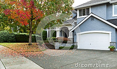 Early autumn with modern residential single family home Stock Photo