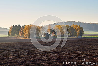 Early autumn morning in Lithuanian village Stock Photo