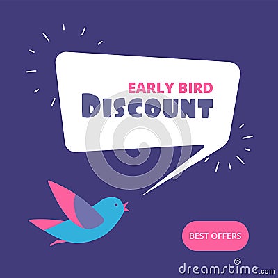 Early bird discount. Special offer sale banner. Early birds vector retail concept Vector Illustration