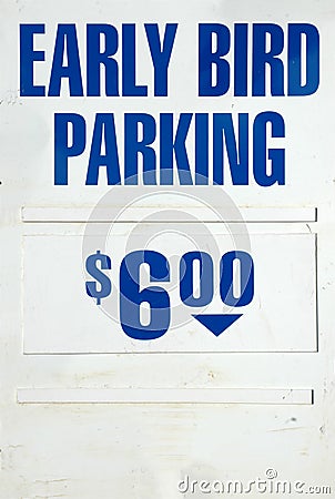 Early Bird Parking Sign Stock Photo