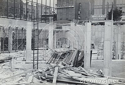 Early Construction- Bank Of America Plaza- The Doors Editorial Stock Photo