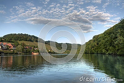 Early evening at the river side Stock Photo